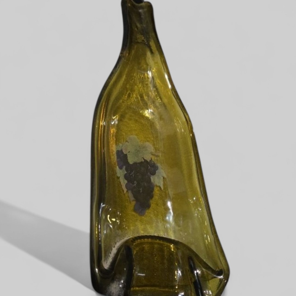 Vtg MCM melted Green Bottle Spoon Rest, Candy, Trinket, Keys,‎  Wall Decor